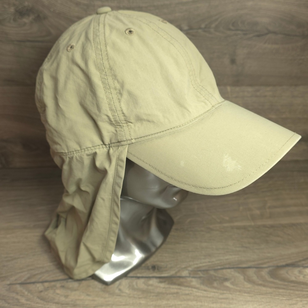 Columbia Hat Cap Strap Back One Size Tan Mens Fishing Sun Neck Flap Hiking Trail